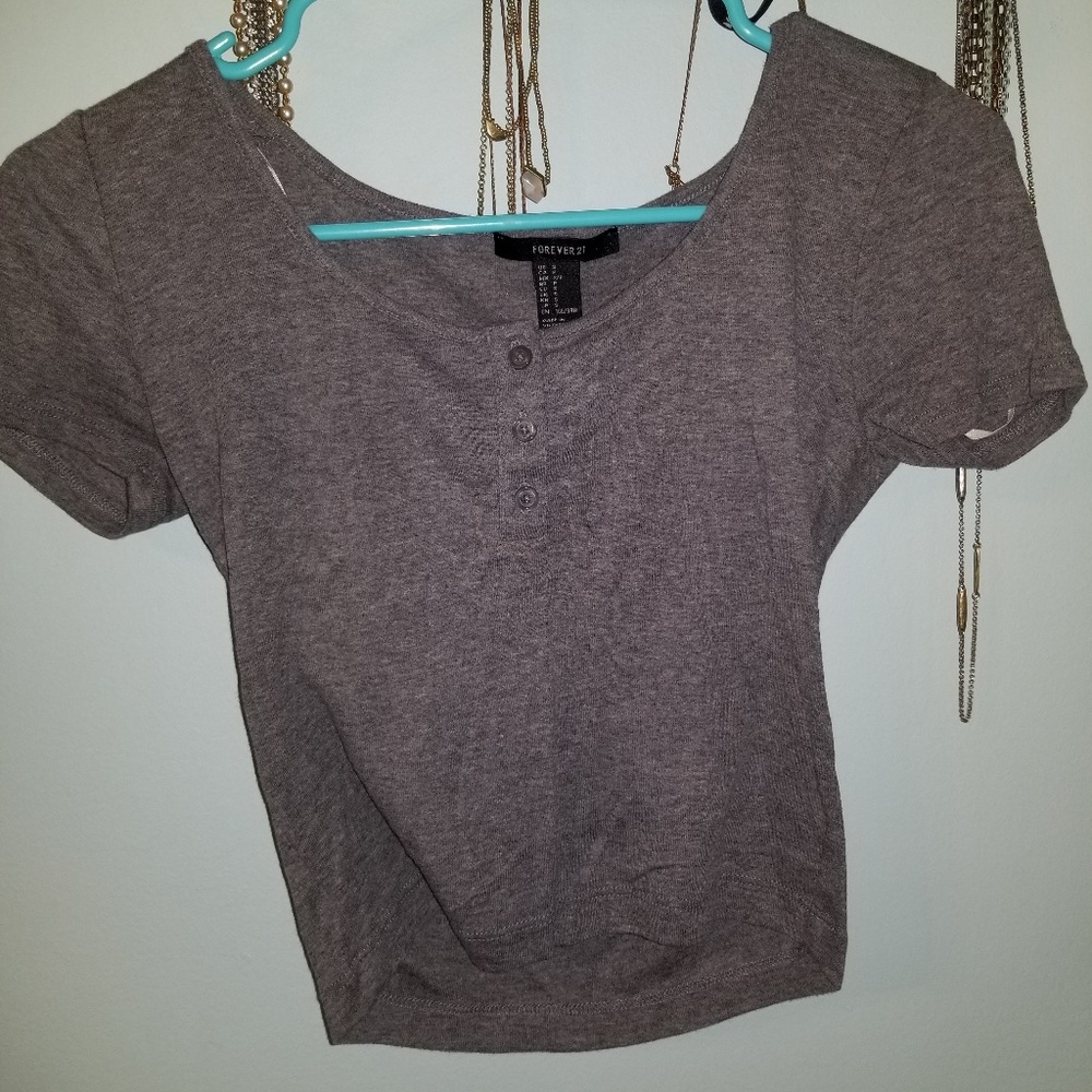 Gray cotton crop top